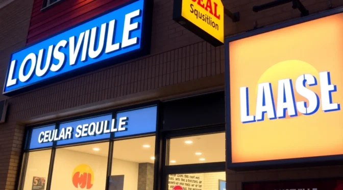 Experienced sign company in Louisville creating eye-catching storefront signs for local businesses with custom graphics and lighting.