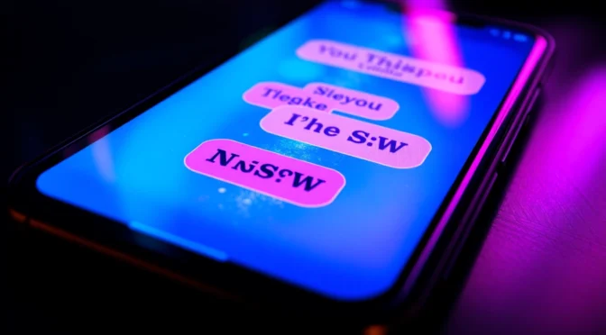 Engaging scene of a person using a nsfw ai chat app on their smartphone, highlighting unfiltered, real-time interactions with adult AI characters for a private digital experience.