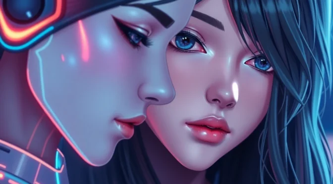 AI girlfriend engaging in realistic conversation on sleek digital interface, emphasizing emotional connection and unfiltered NSFW chat capability for 2025.
