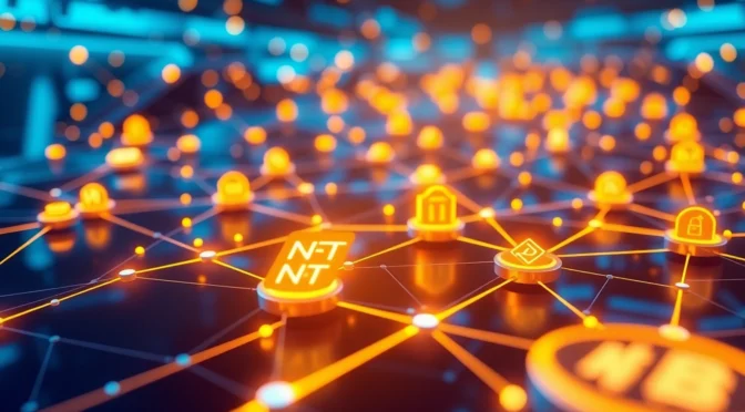 Comprehensive Blockchain and NFT Technology Guide illustrating digital assets and secure